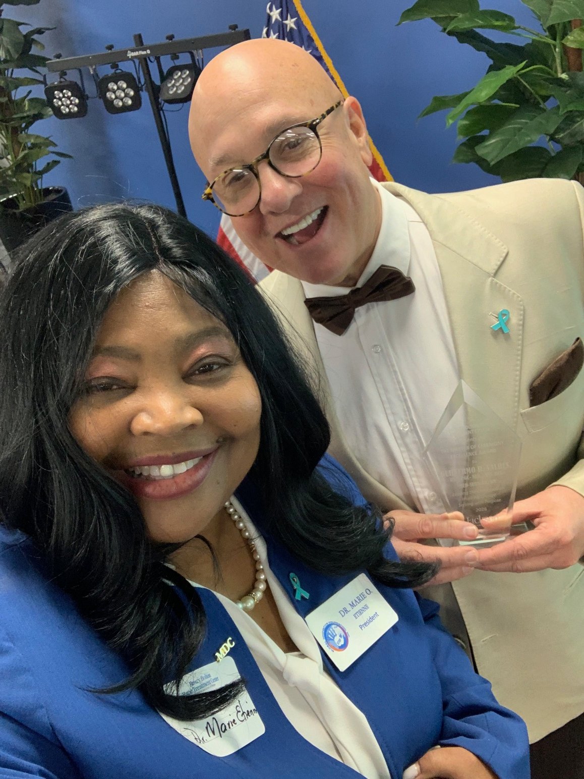 Dr. Marie O. Etienne with awardee Dr. Guillermo R. Valdes